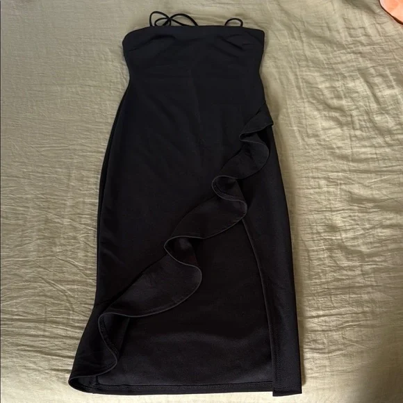 Windsor | Dresses | Windsor Black Strapless Asymmetrical Ruffled Cocktail  Dress | Poshmark